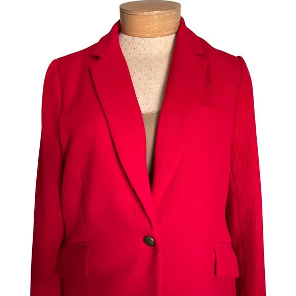 Mercer & Madison Women's Suit Large Red Blazer Jacket Textured Office Business - Picture 9 of 10